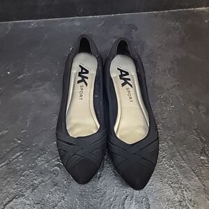 Anne Klein Womens AK Sport Otavia Pointed Toe Comfort Slip-On Flat Black Size 9M